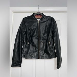 Tommy Hilfiger Lamb Napa Leather Black Jacket/Bomber. Size 6.